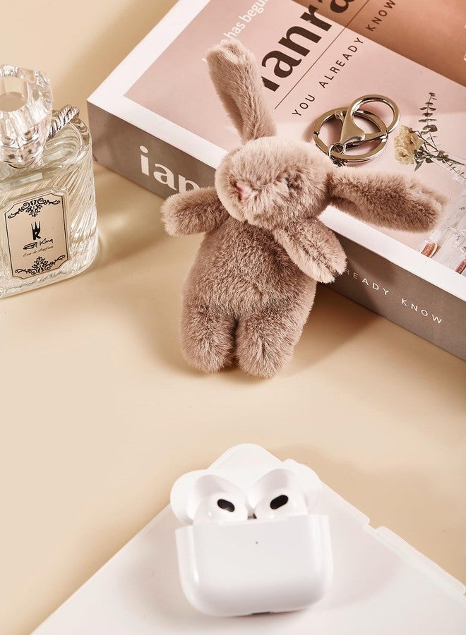 Spenlly Cute Bunny Bag Charm, Kawaii Bunny Keychain 3.5" Inch Mini Rabbit Purse Charm Decoration for Women Girls (Gray Pink) - Image 5